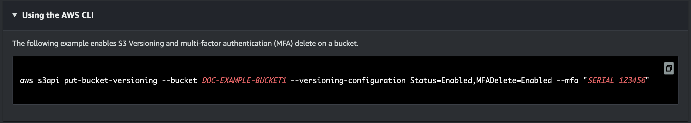 S3 Enable MFA through CLI